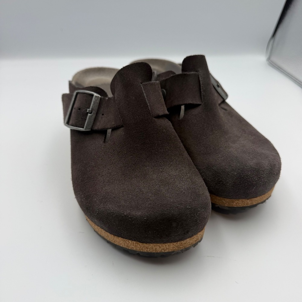 Papillio by Birkenstock Fanny Brown Suede Wedge Clogs Mules Womens 37 L6 M4